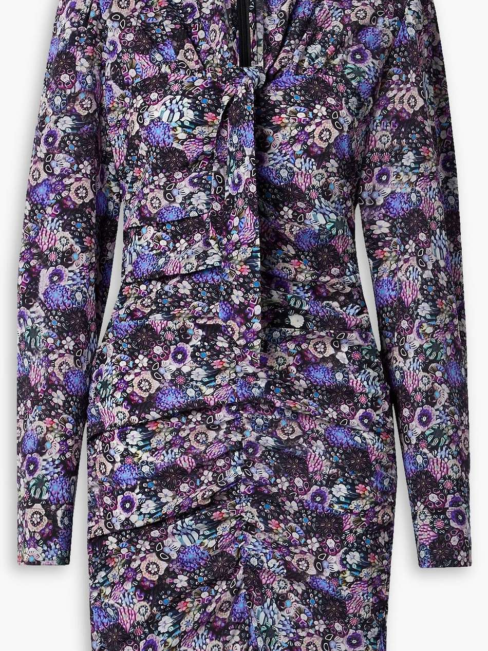 sandrine tie-neck printed silk-blend crepe mini dress