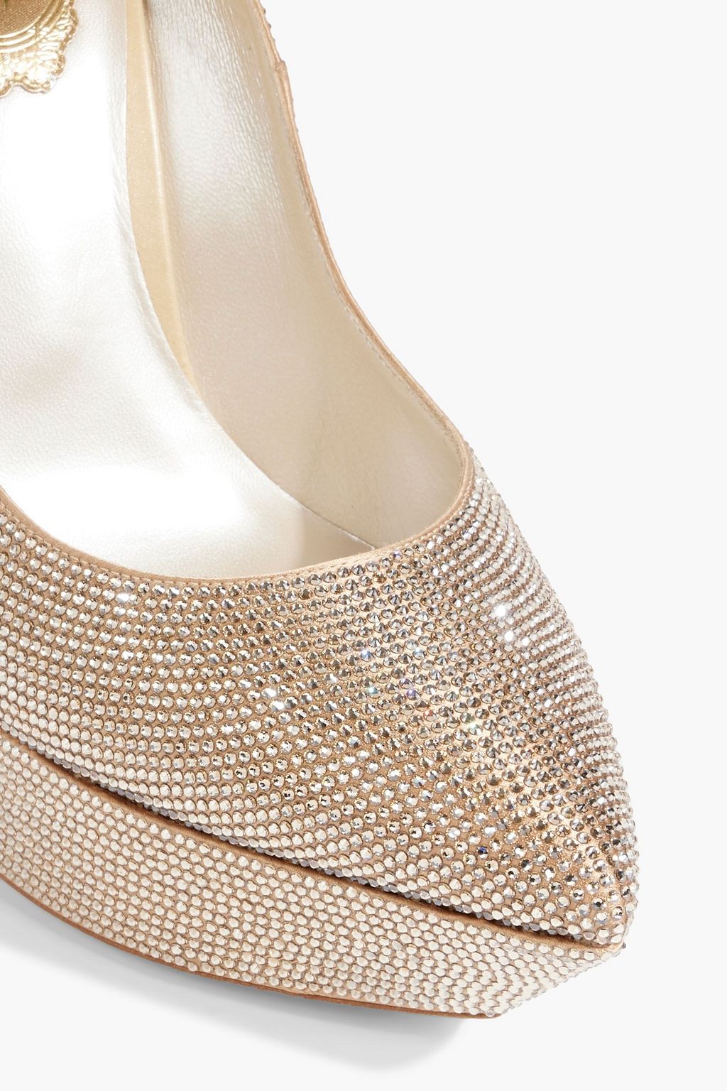 RENE' CAOVILLA Crystal-embellished satin platform pumps