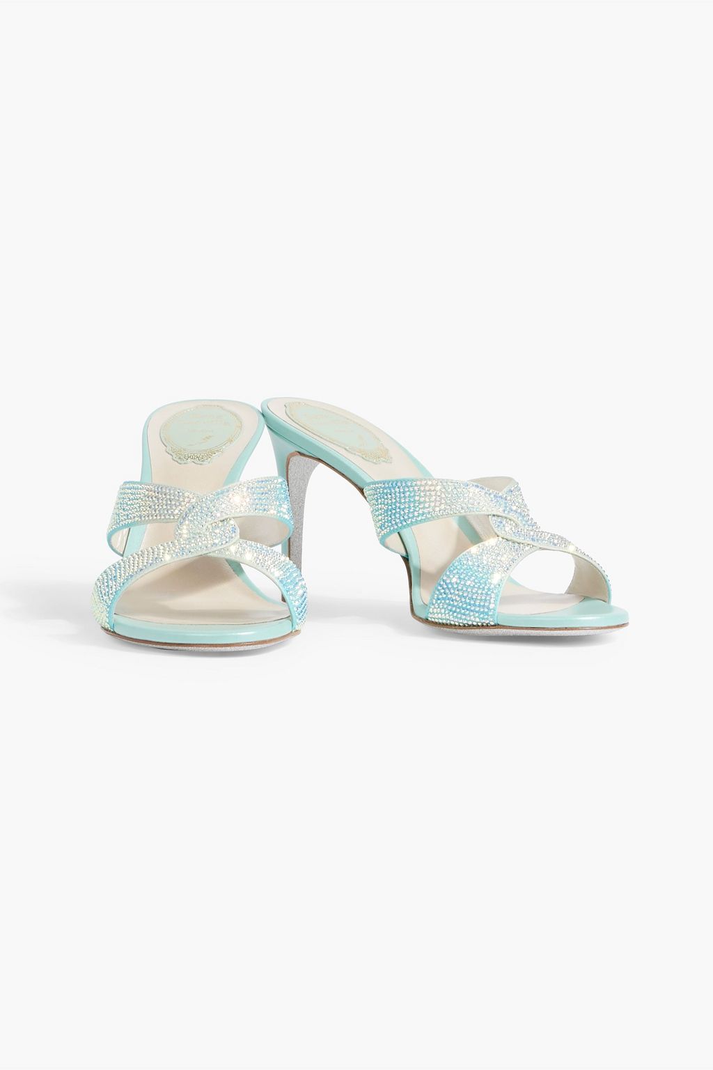 RENE' CAOVILLA Maela embellished twisted satin mules