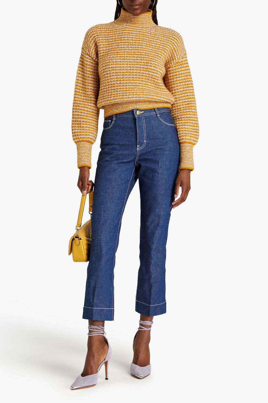TORY BURCH جينز قصير بأرجل مستقيمة وخصر عالٍ