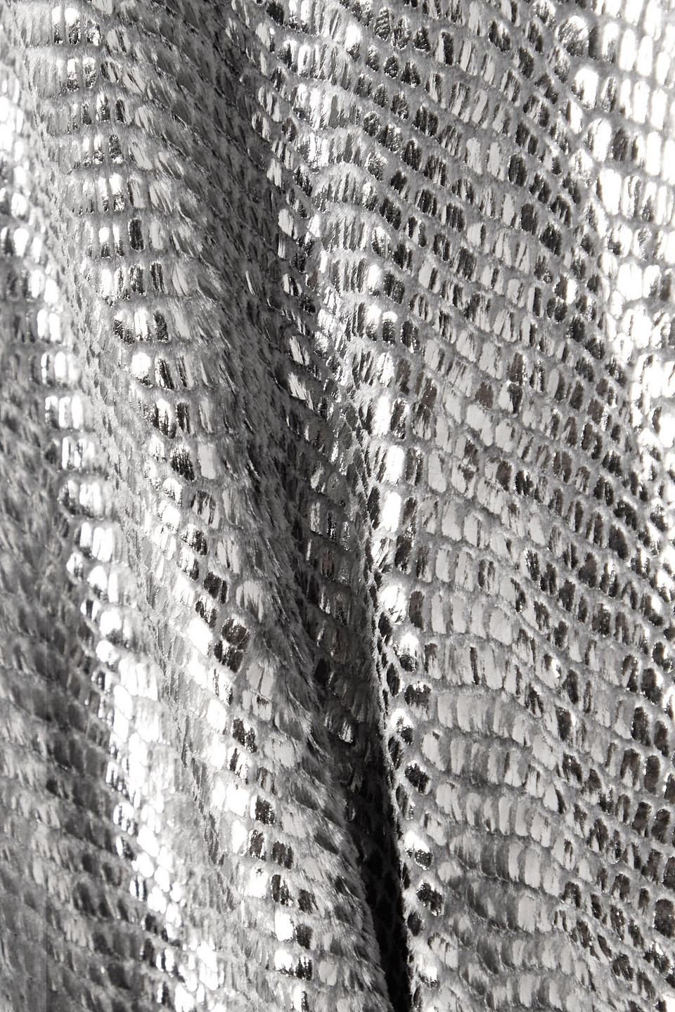 ISABEL MARANT COURTNEYA RUCHED SNAKE-PRINT LAMÉ MIDI DRESS
