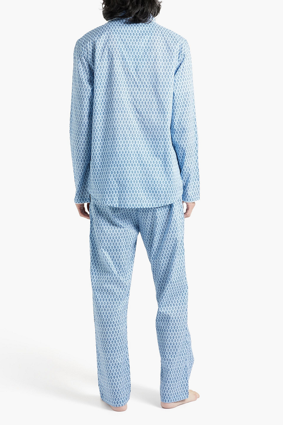 Derek Rose Nelson Pyjama-hemd Aus Baumwollpopeline Mit Print In Light Blue