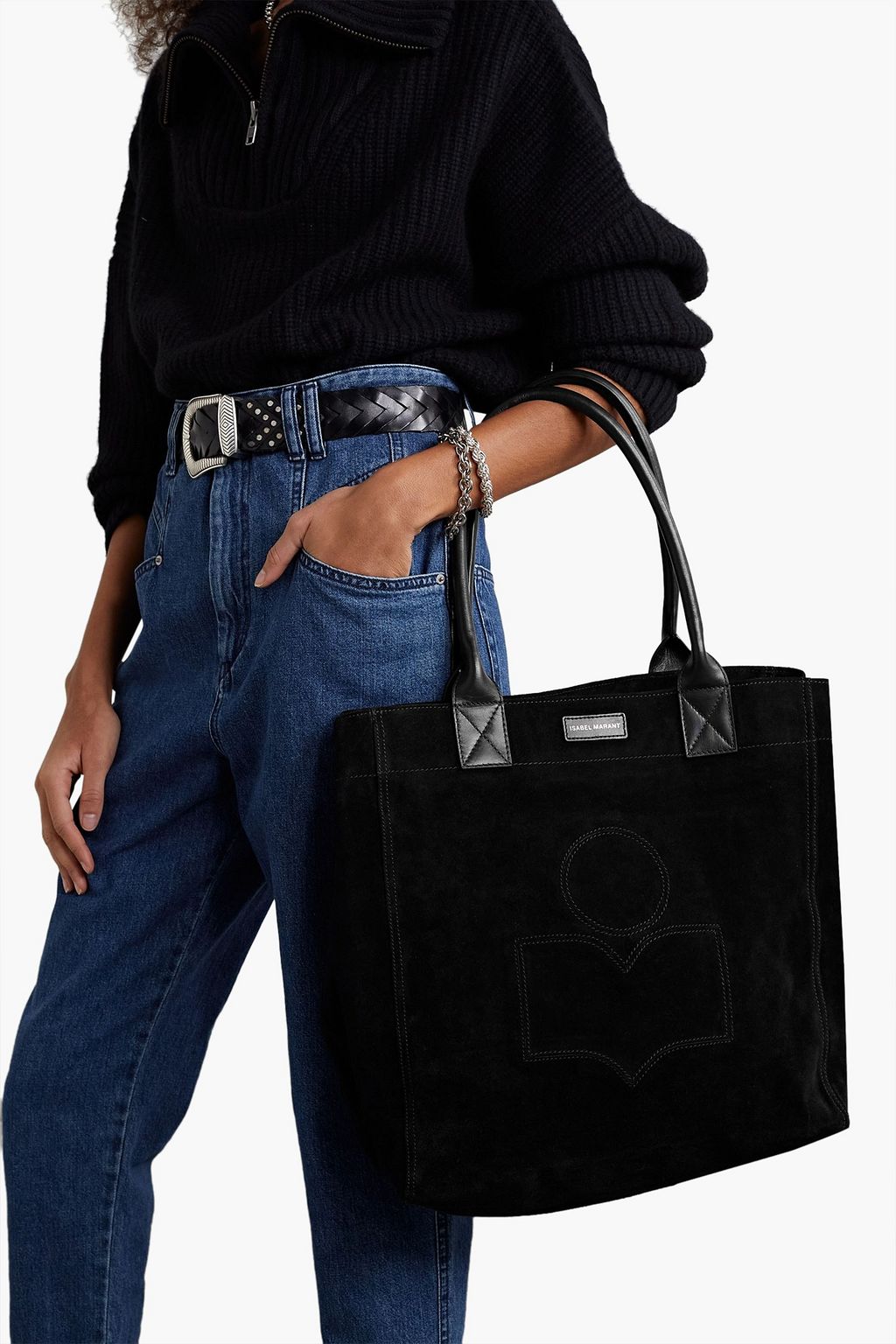 ISABEL MARANT Yenky leathertrimmed suede tote THE