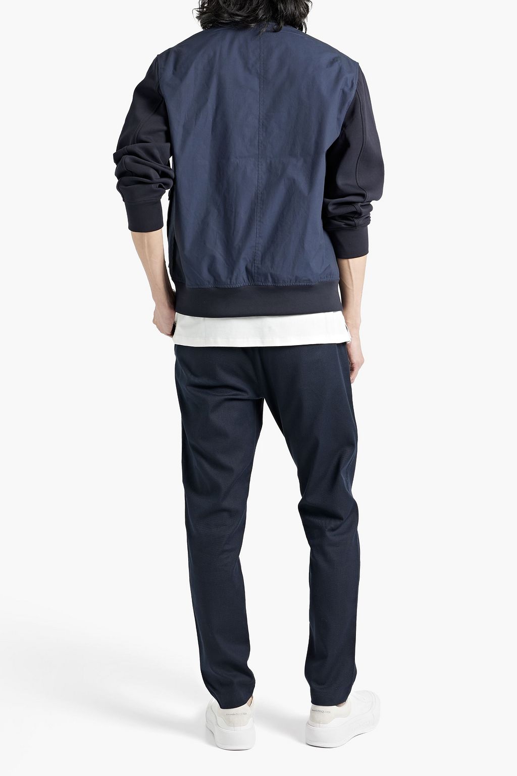 PS PAUL SMITH Jersey-paneled cotton-poplin bomber jacket