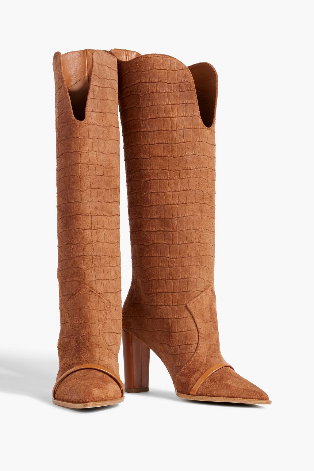 MALONE SOULIERS Claude 85 croc-effect suede knee boots