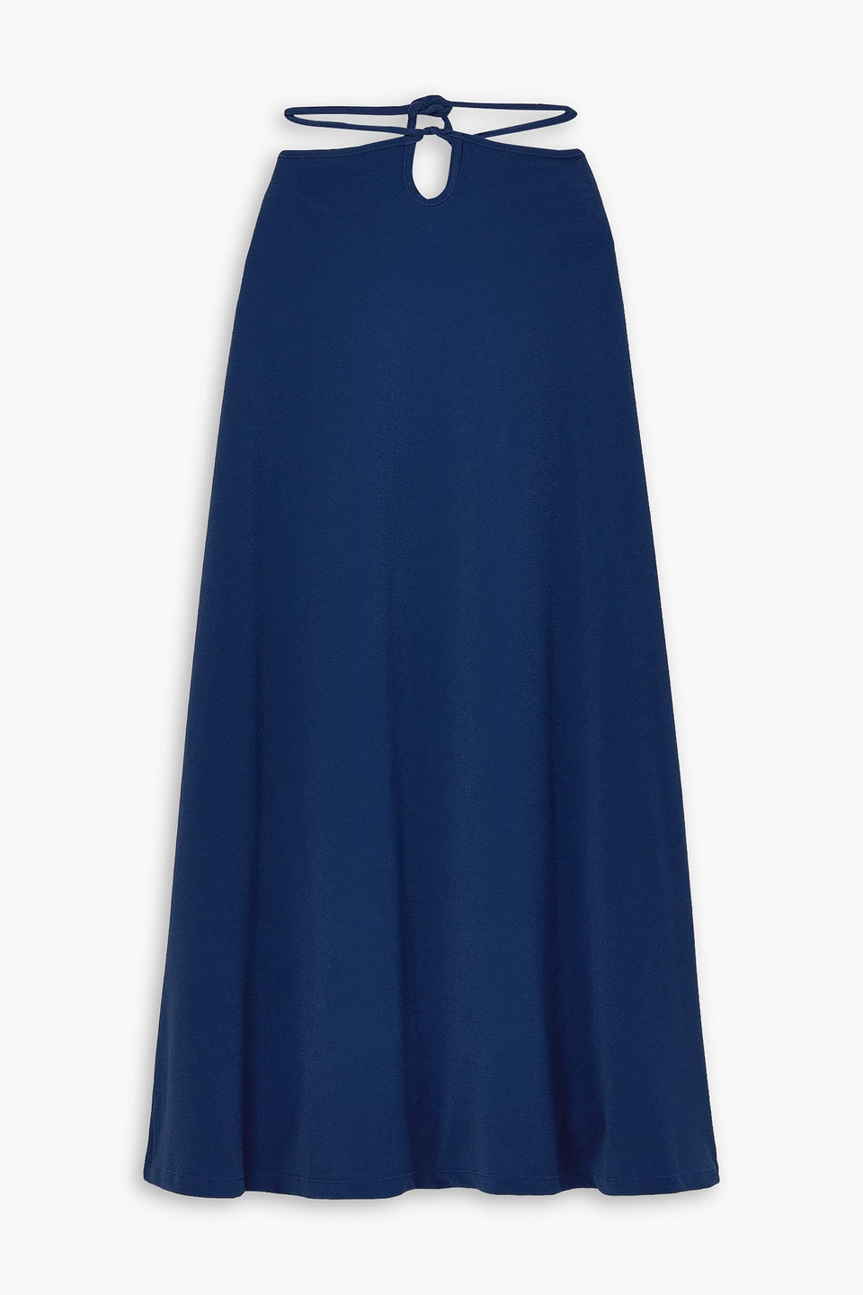 Johanna Ortiz Planeta Oceanico Tie-detailed Stretch-crepe Midi Skirt In Navy