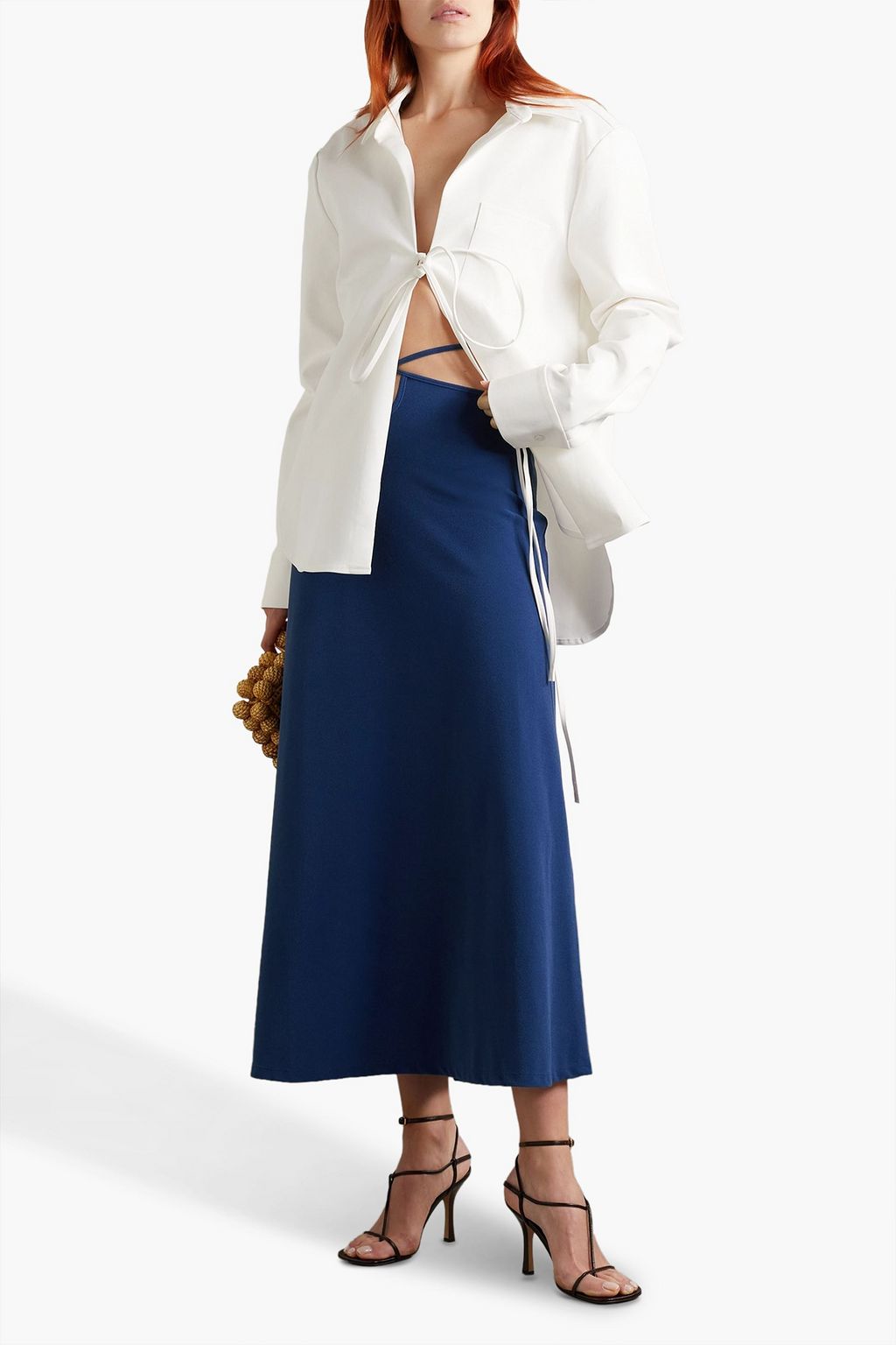JOHANNA ORTIZ Planeta Oceanico tie-detailed stretch-crepe midi skirt