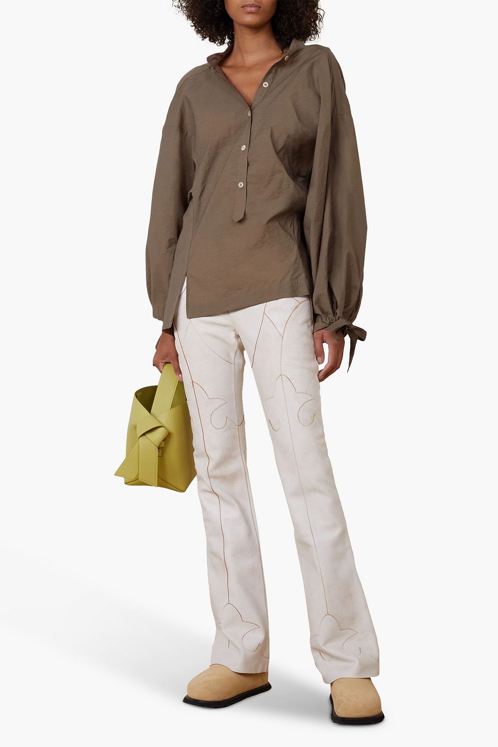 ACNE STUDIOS Asymmetric crinkled cotton-blend poplin blouse