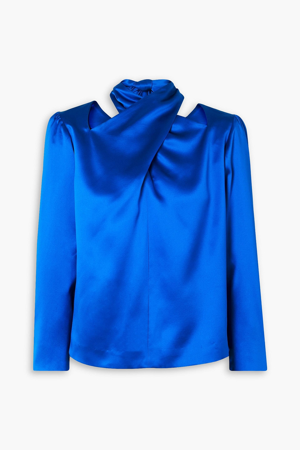 Dries Van Noten Cutout Silk-satin Blouse In Bright Blue