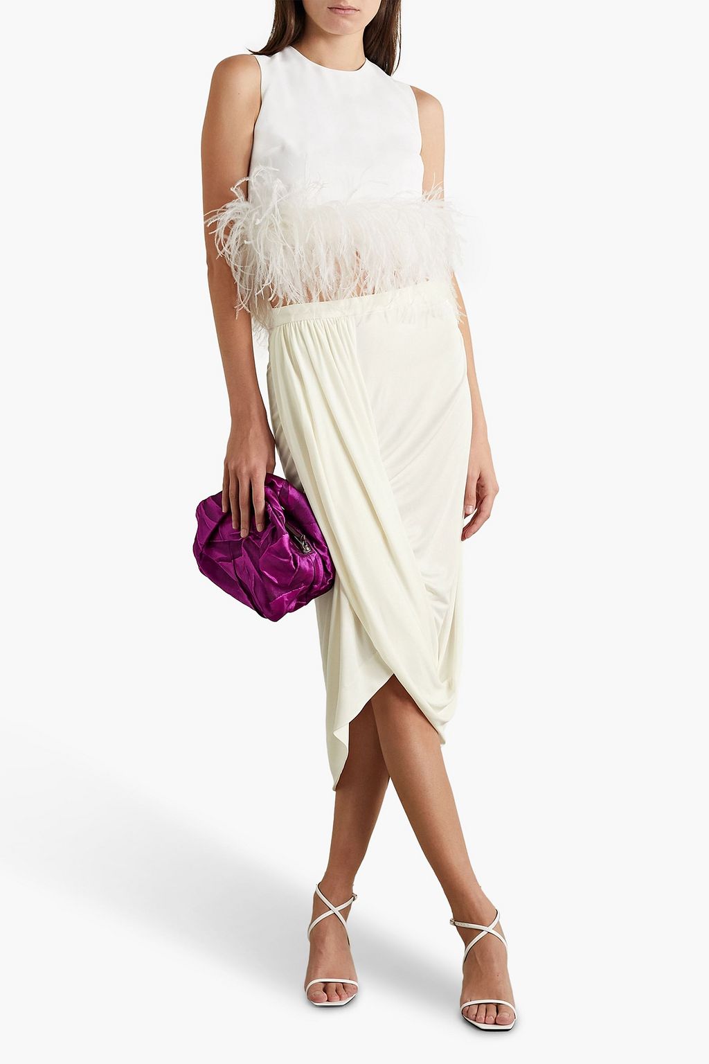 DRIES VAN NOTEN Drapierter Midirock aus Stretch-Jersey