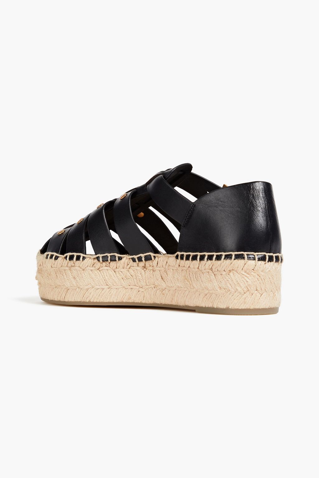 TORY BURCH Fisherman studded leather platform espadrilles