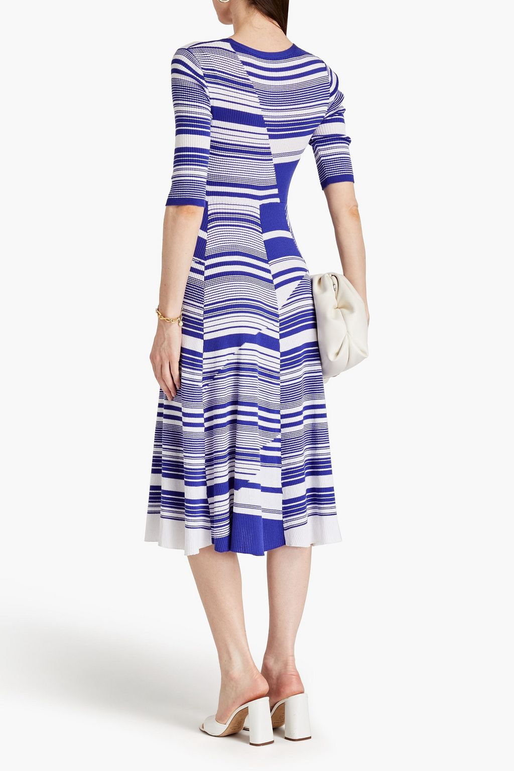 MISSONI فستان متوسط الطول من مزيج الصوف والقطن المحبوك بنمط مضلَّع ومخطط