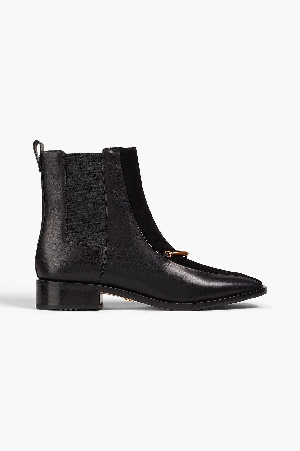 Tory Burch Embellished Suede And Leather Ankle Boots In Black