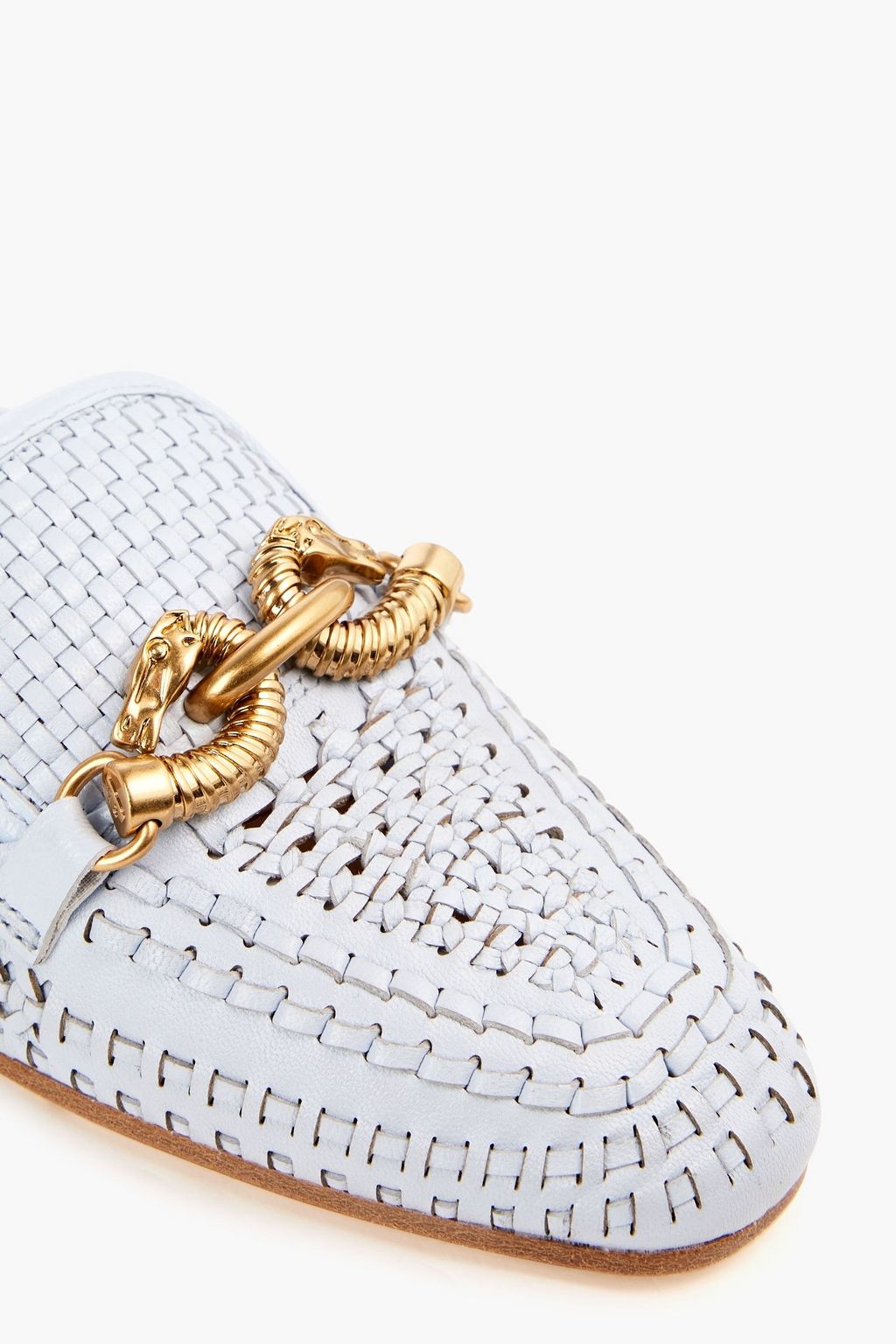 TORY BURCH 제사 장식 디테일 우븐 가죽 뮬
