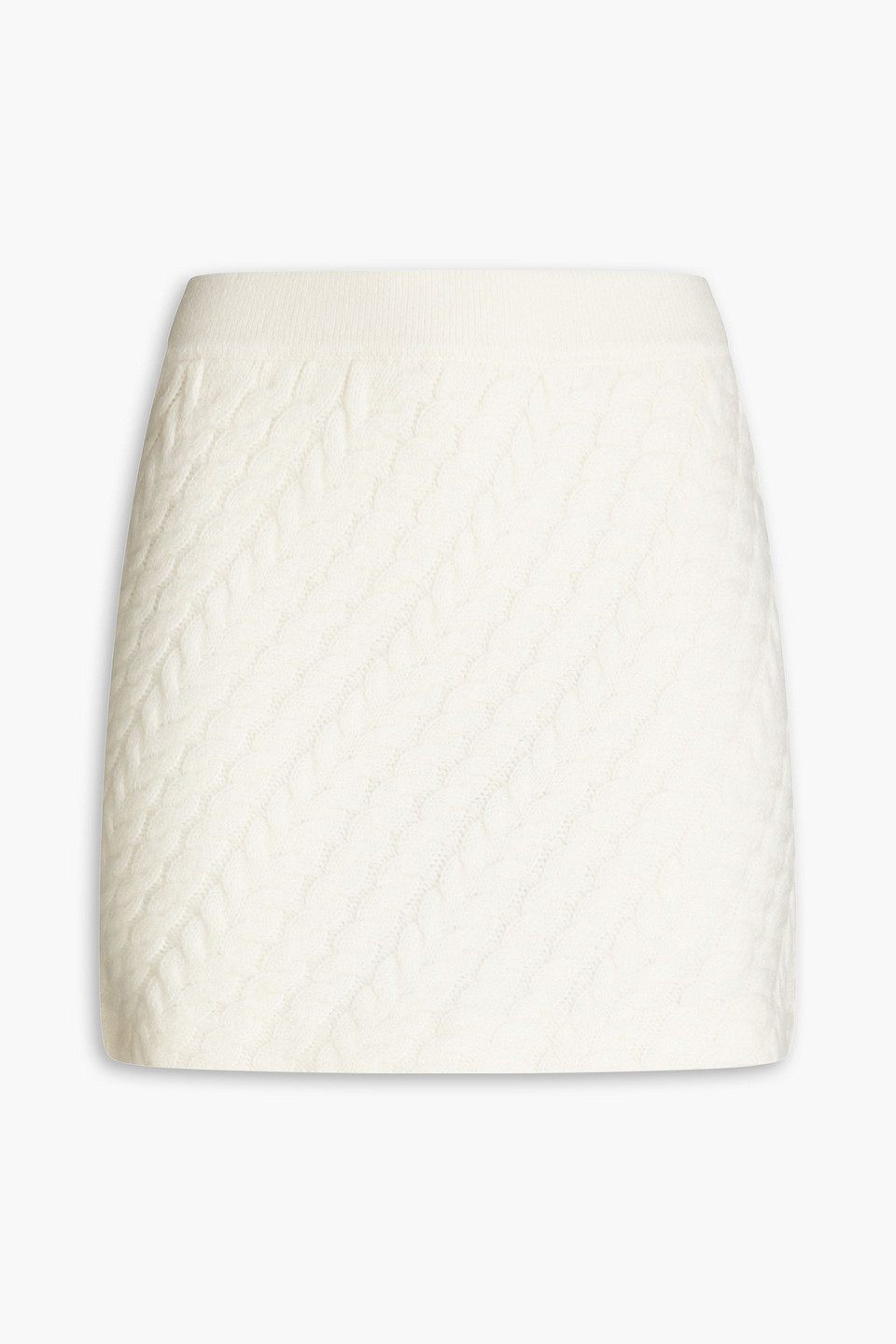 Shop Loulou Studio Alsen Cable-knit Cashmere Mini Skirt In Ivory