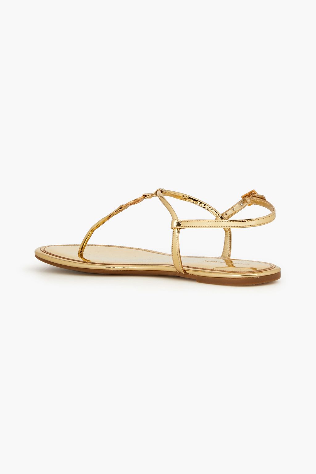 TORY BURCH Emmy metallic faux patent-leather slingback flip flops