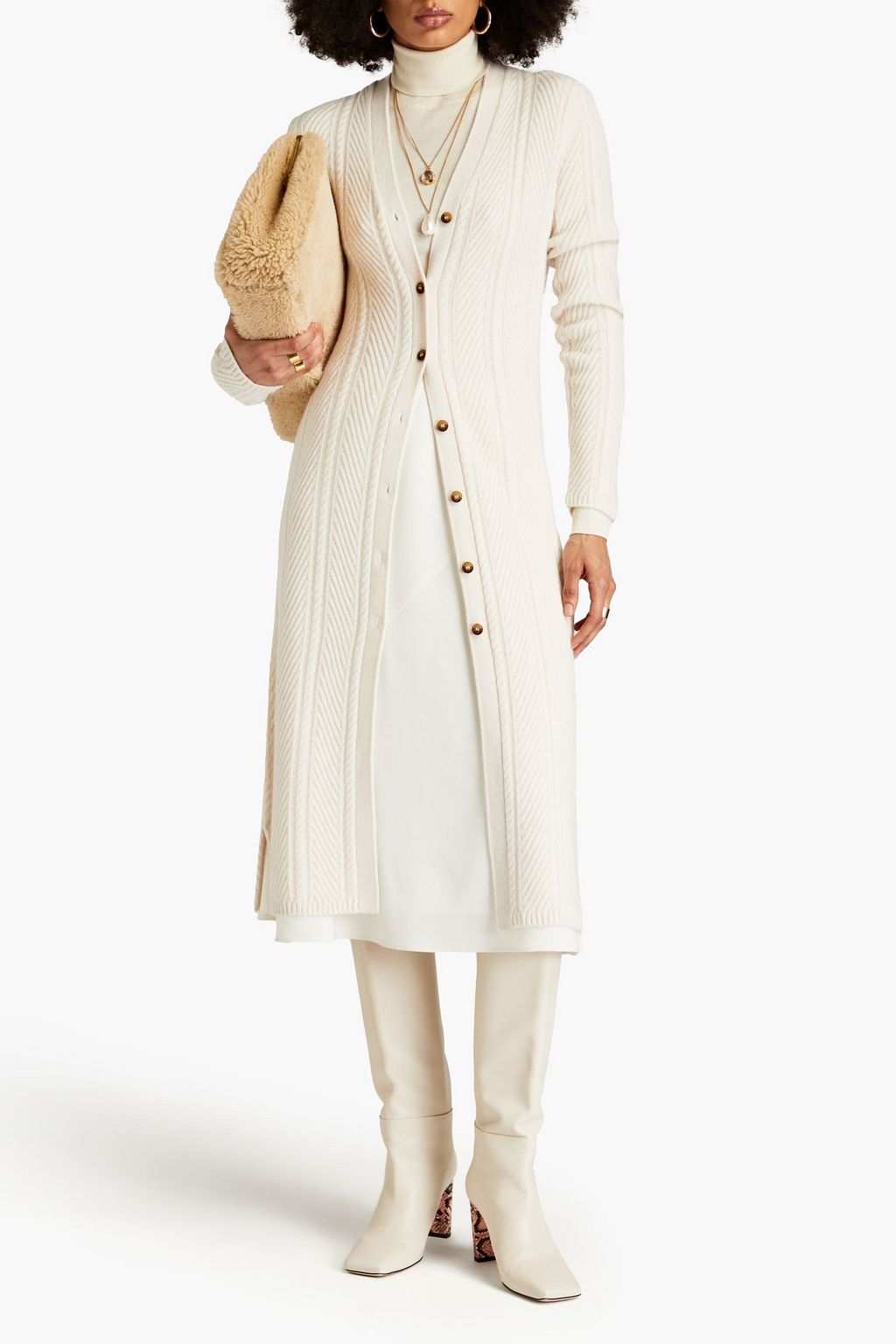 LOULOU STUDIO Boden cable-knit wool and cashmere-blend midi dress