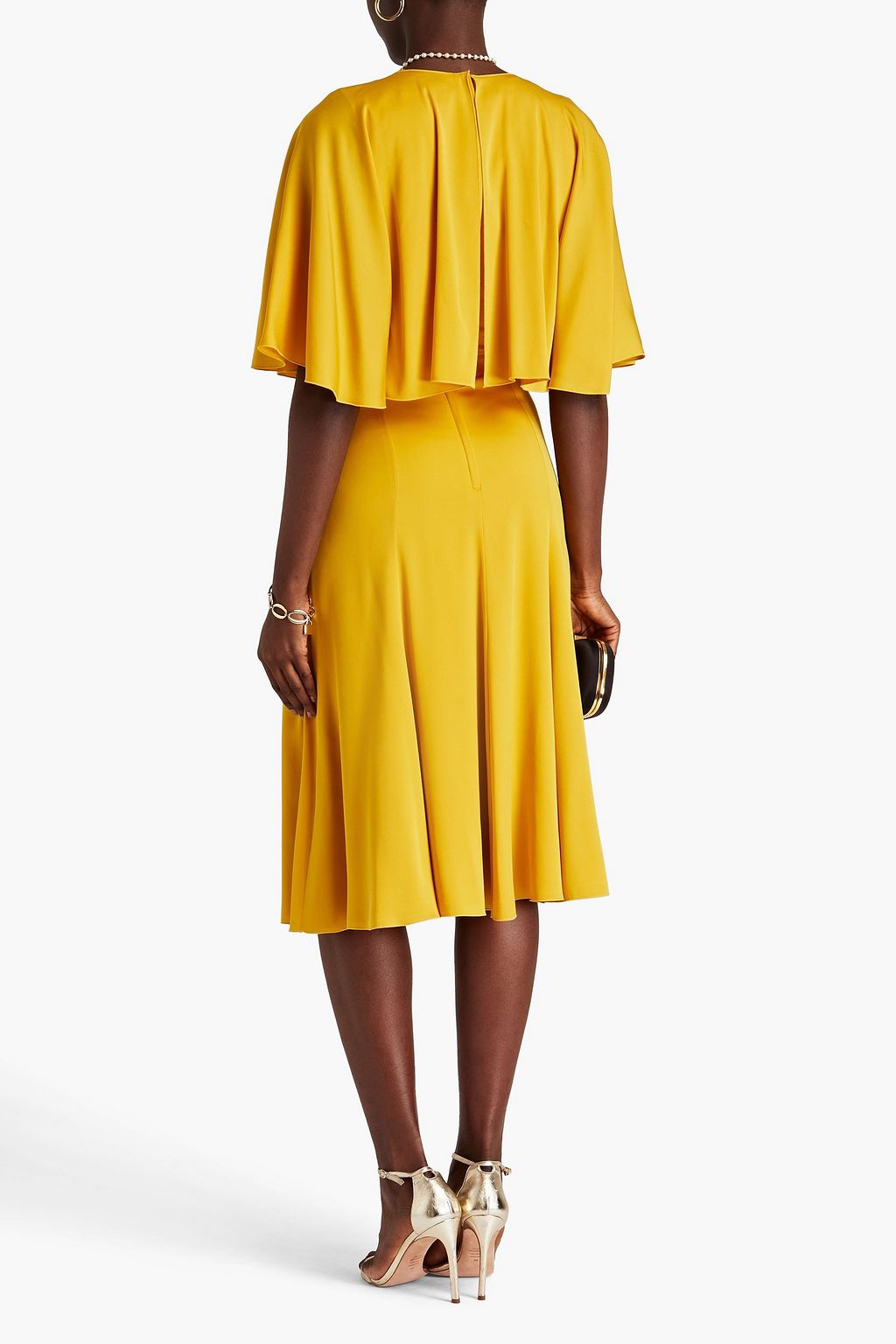 DOLCE&GABBANA Gathered silk-blend crepe midi dress