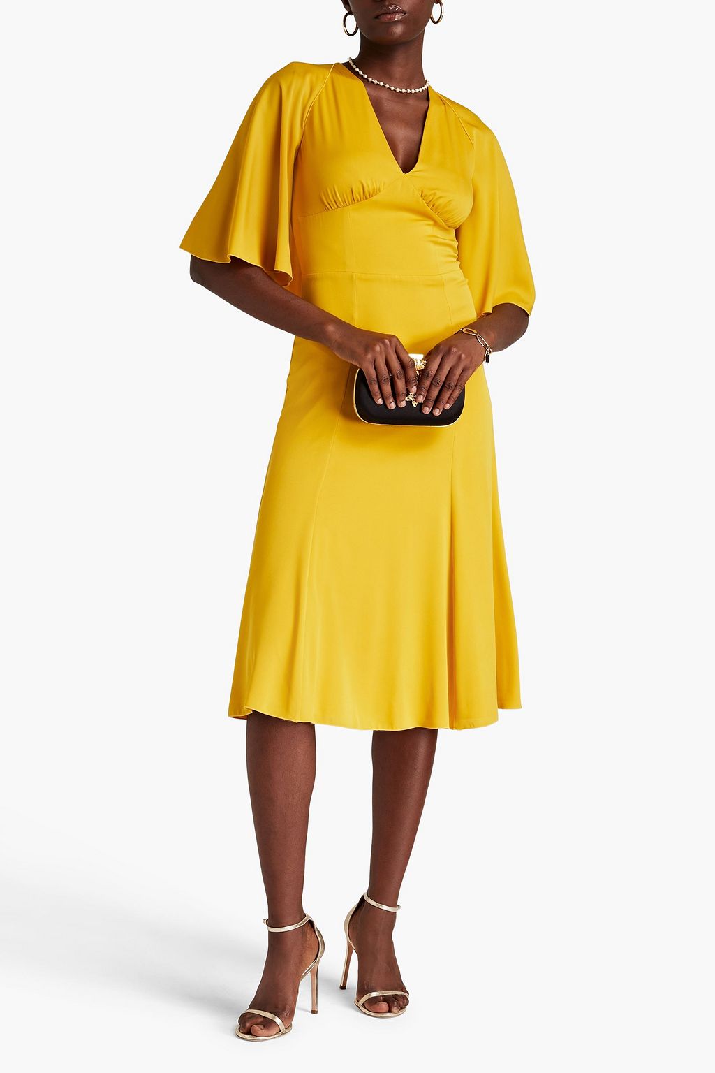 DOLCE&GABBANA Gathered silk-blend crepe midi dress