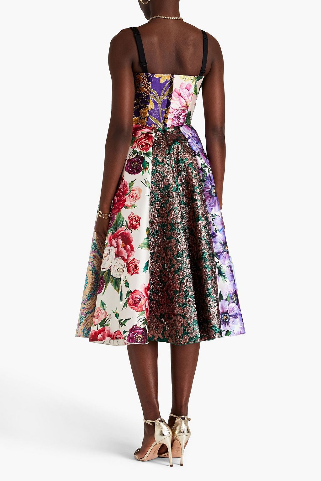 DOLCE&GABBANA Patchwork metallic brocade midi dress