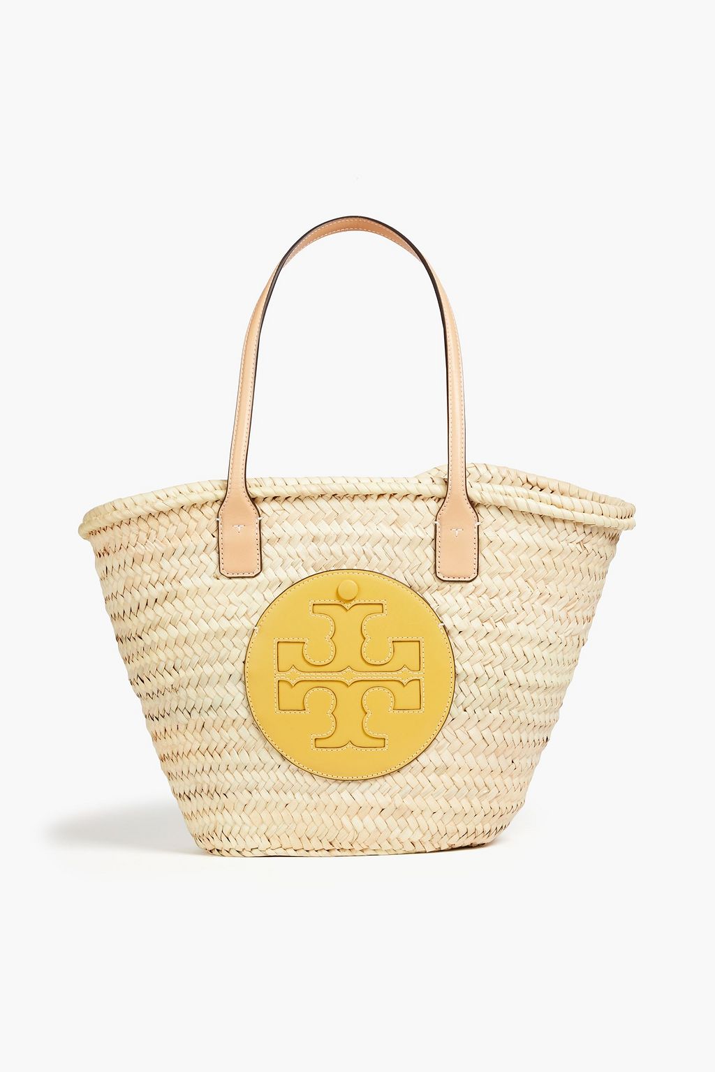 TORY BURCH Ella leather-trimmed straw tote | THE OUTNET