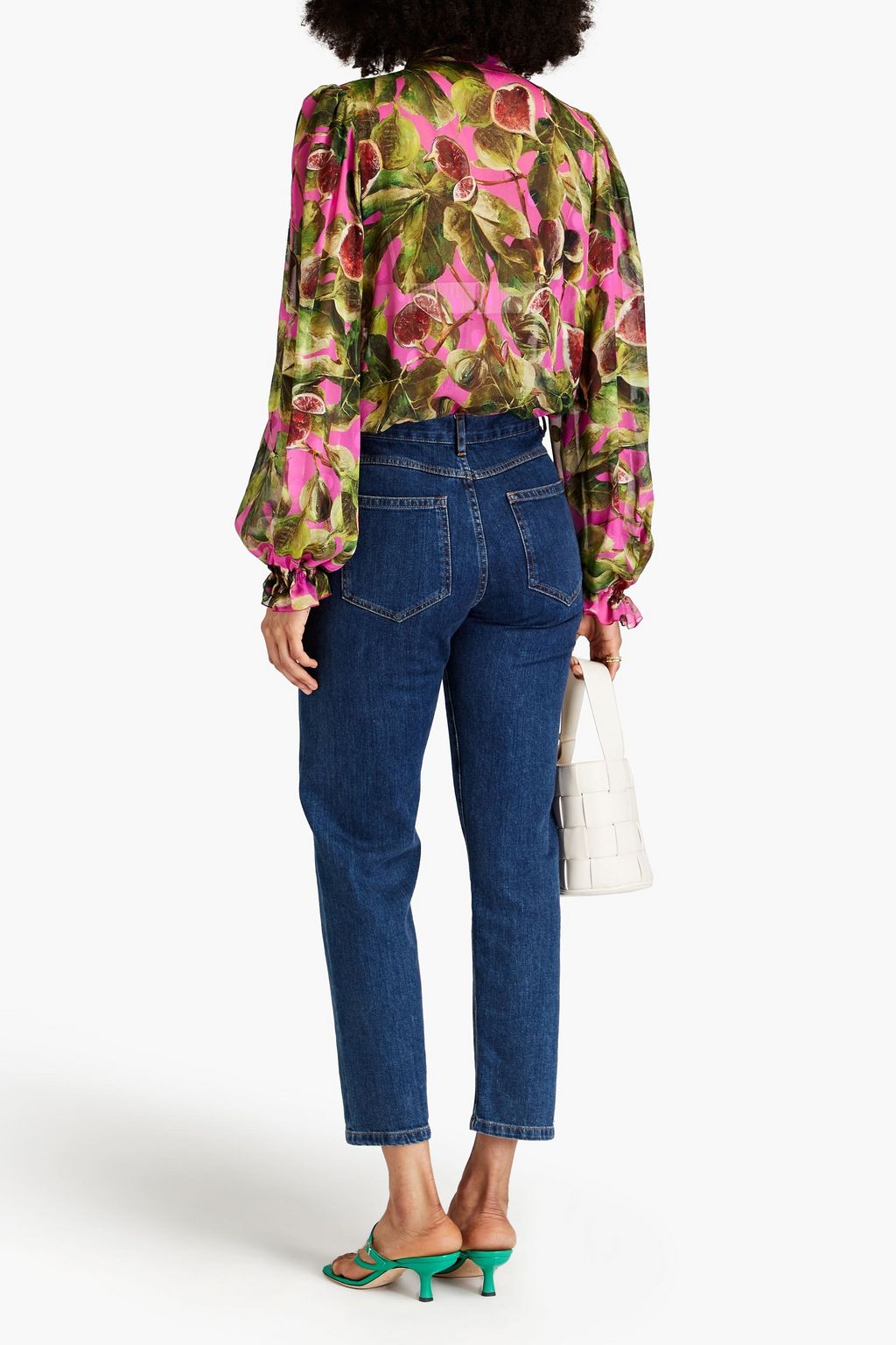 DOLCE&GABBANA Pussy-bow printed silk-chiffon blouse