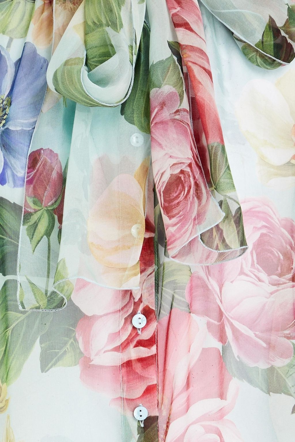 DOLCE&GABBANA Pussy-bow floral-print silk-chiffon blouse