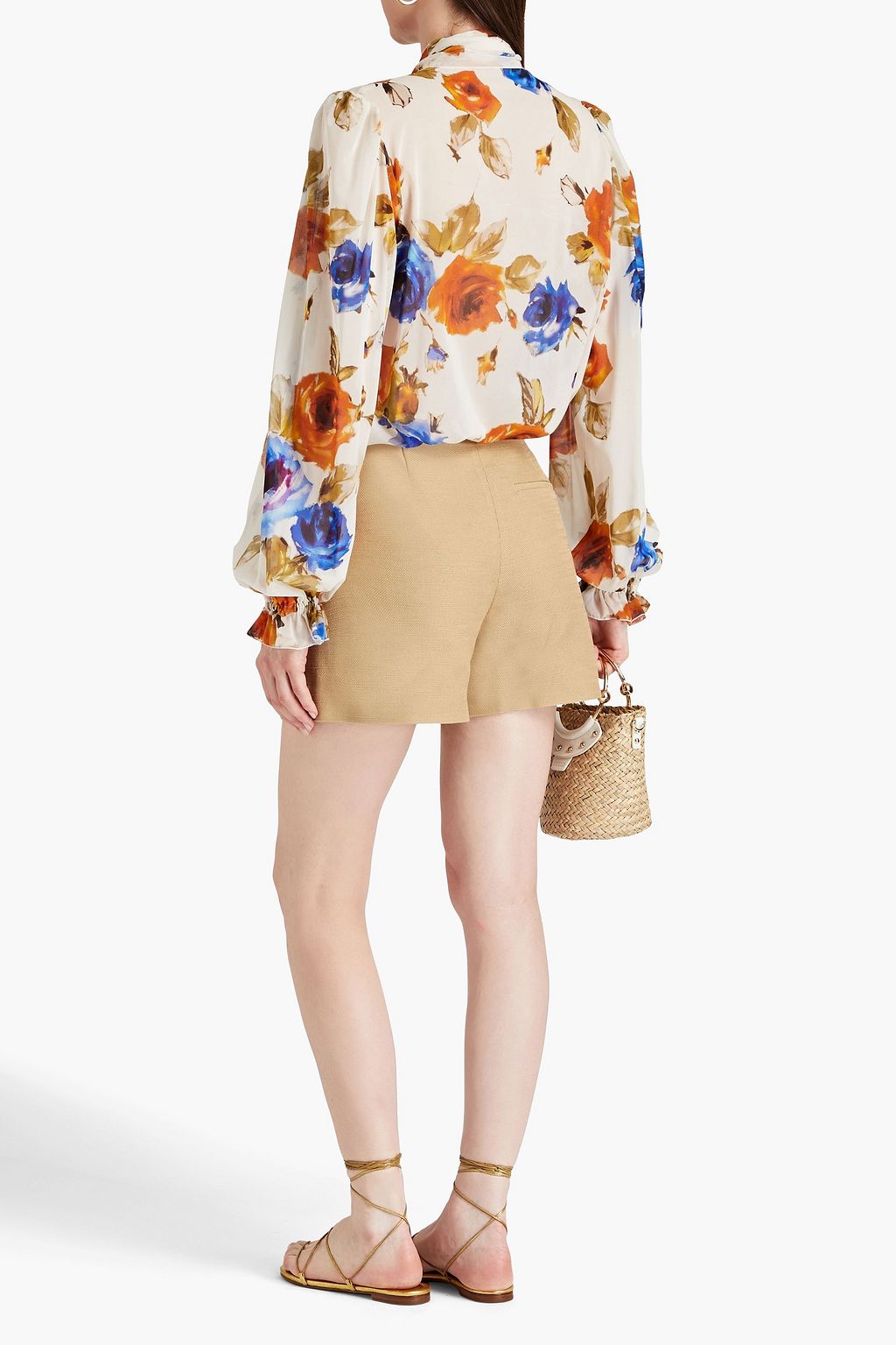 DOLCE&GABBANA Hemd aus Chiffon aus einer Seidenmischung mit floralem Print und Schluppe