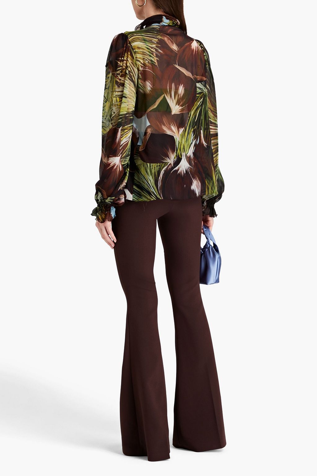 DOLCE&GABBANA Pussy-bow floral-print silk-blend chiffon shirt