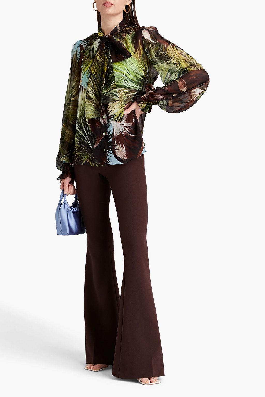 DOLCE&GABBANA Pussy-bow floral-print silk-blend chiffon shirt