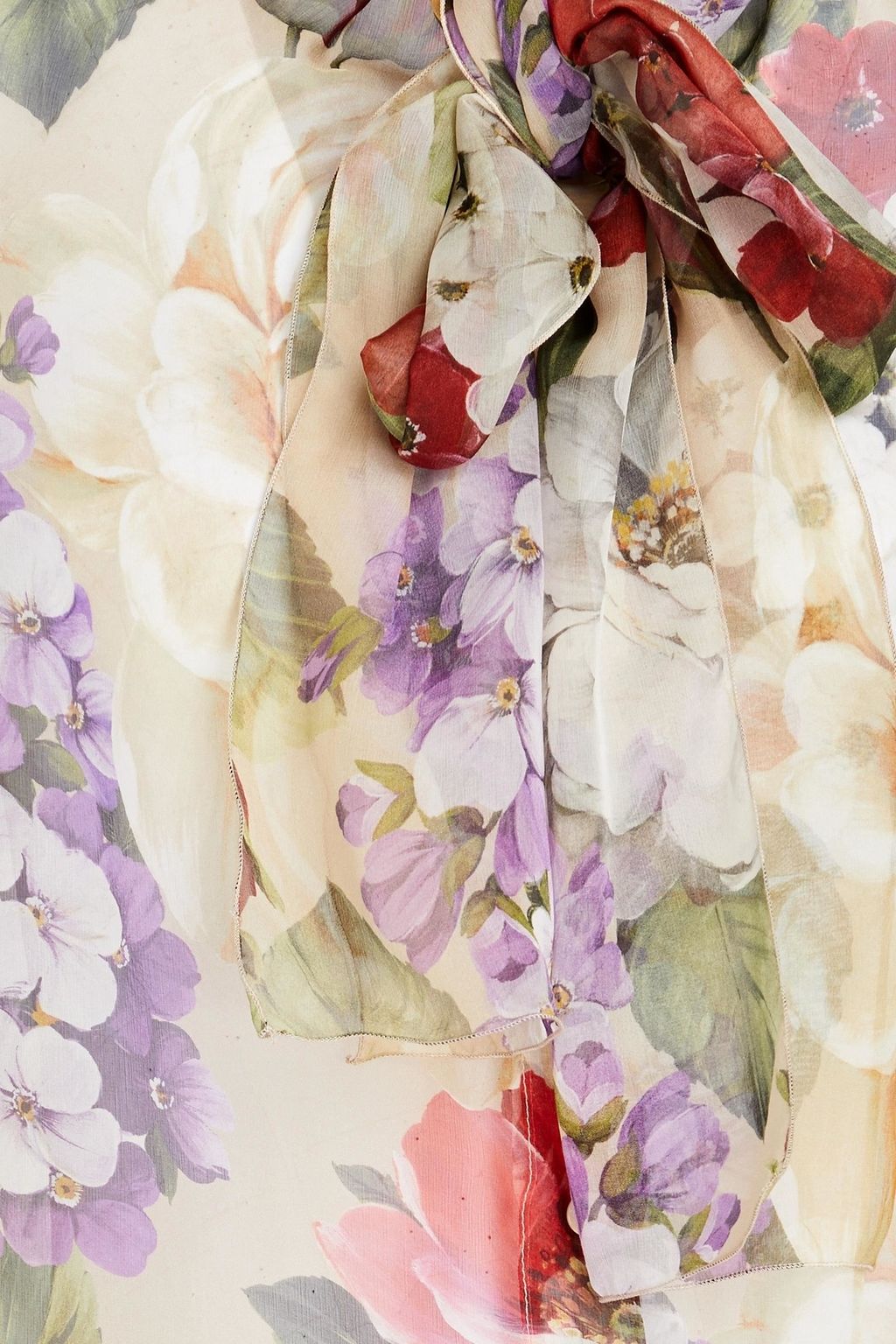 DOLCE&GABBANA Pussy-bow floral-print silk-chiffon blouse