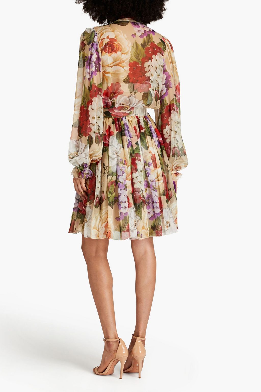 DOLCE&GABBANA Pussy-bow floral-print silk-chiffon blouse