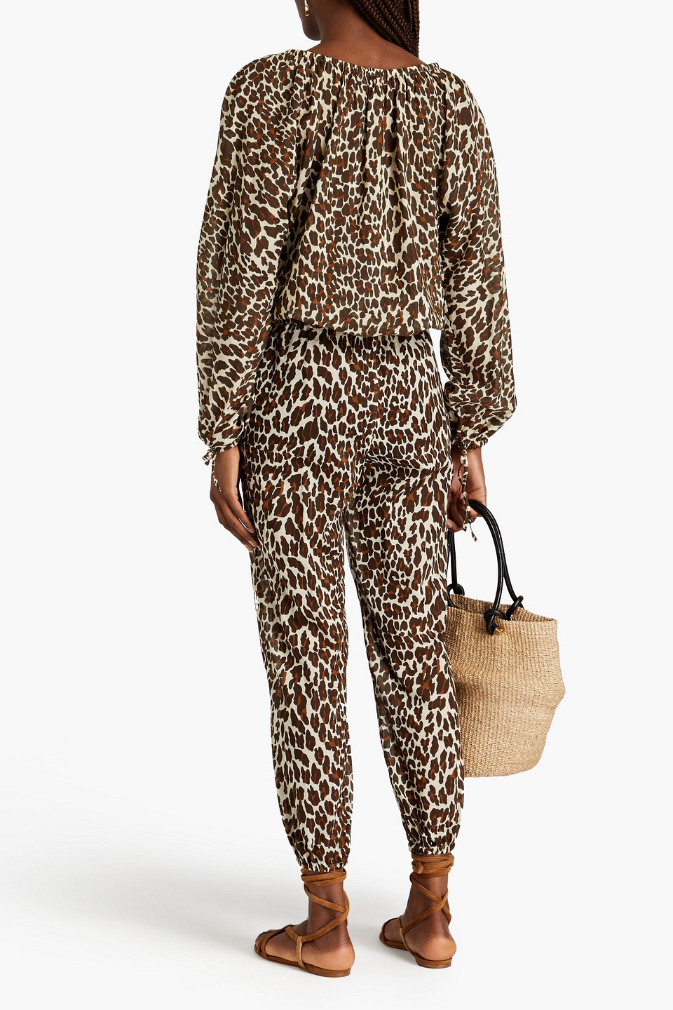  Tory Burch - Bluse Aus Einer Baumwoll-seidenmischung Mit Leopardenprint Und Schluppe - Animal-print - Xs 