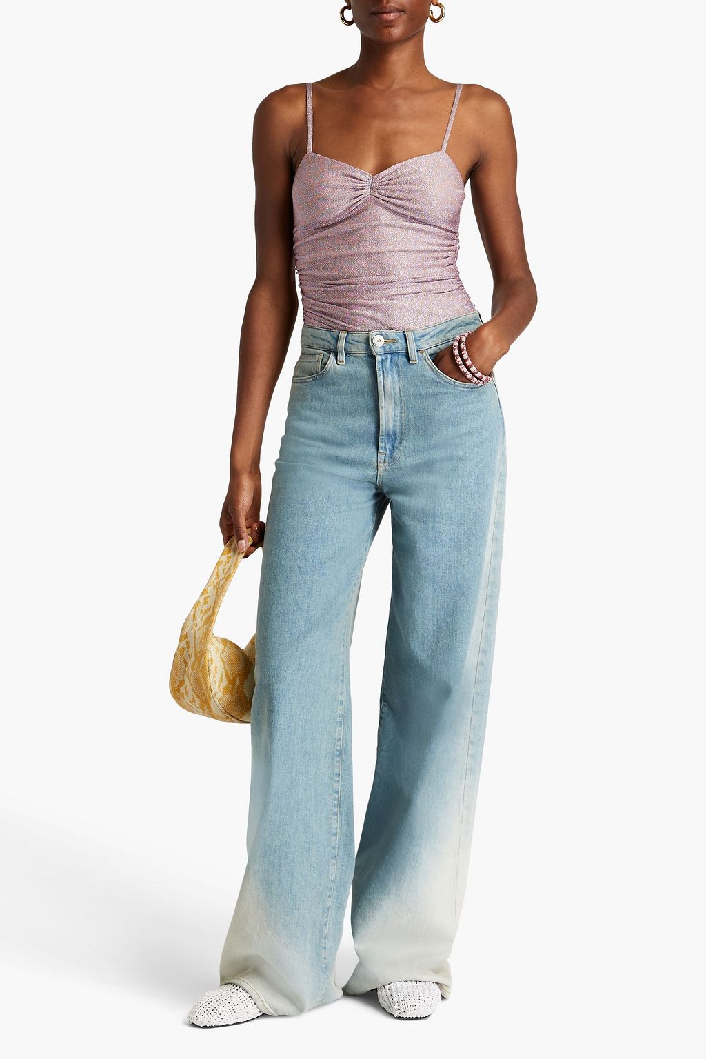 MISSONI Ruched metallic knitted camisole