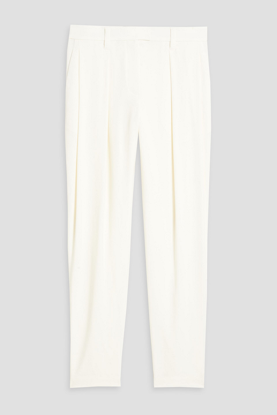Pleated twill straight-leg pants