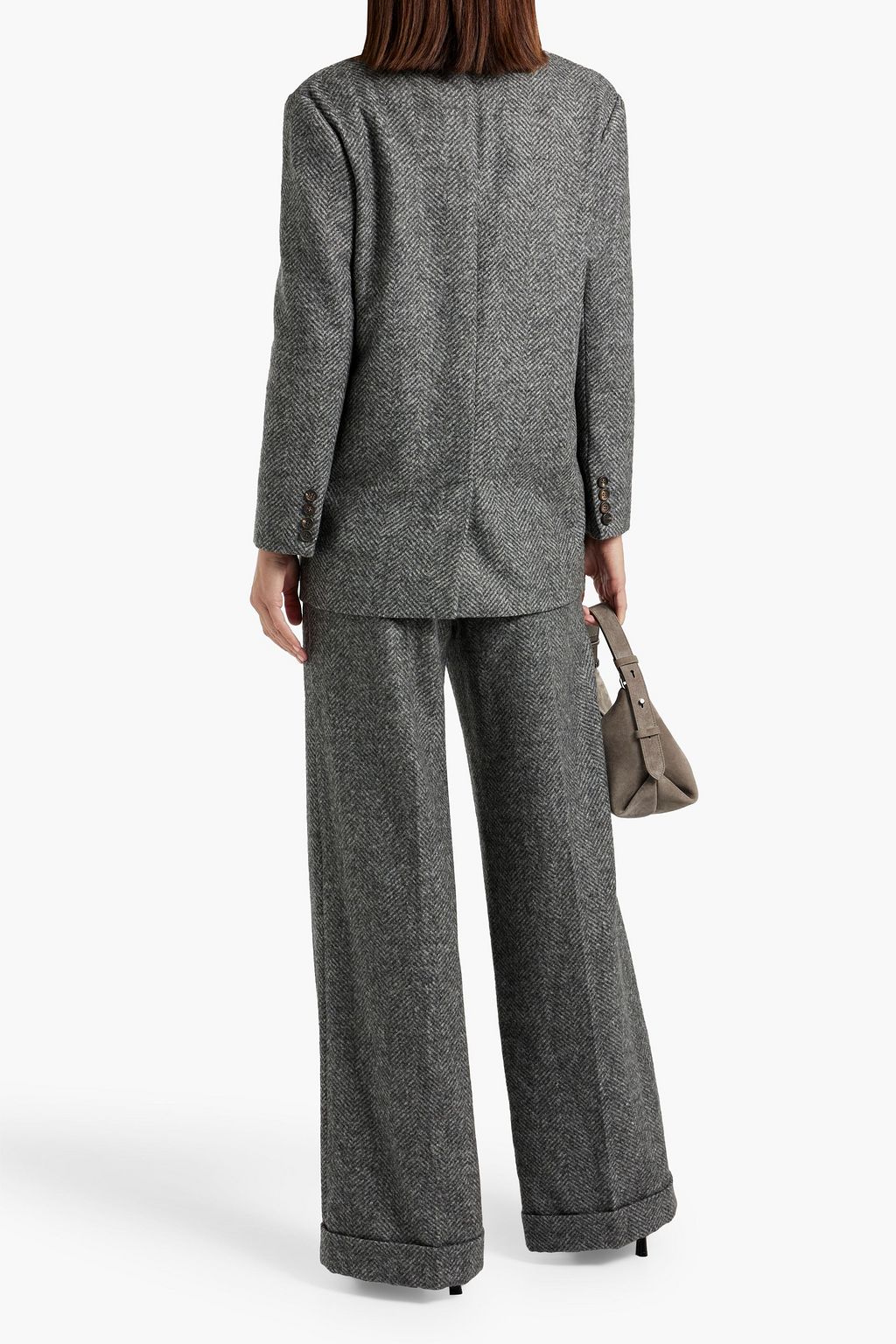BRUNELLO CUCINELLI Herringbone tweed wide-leg pants