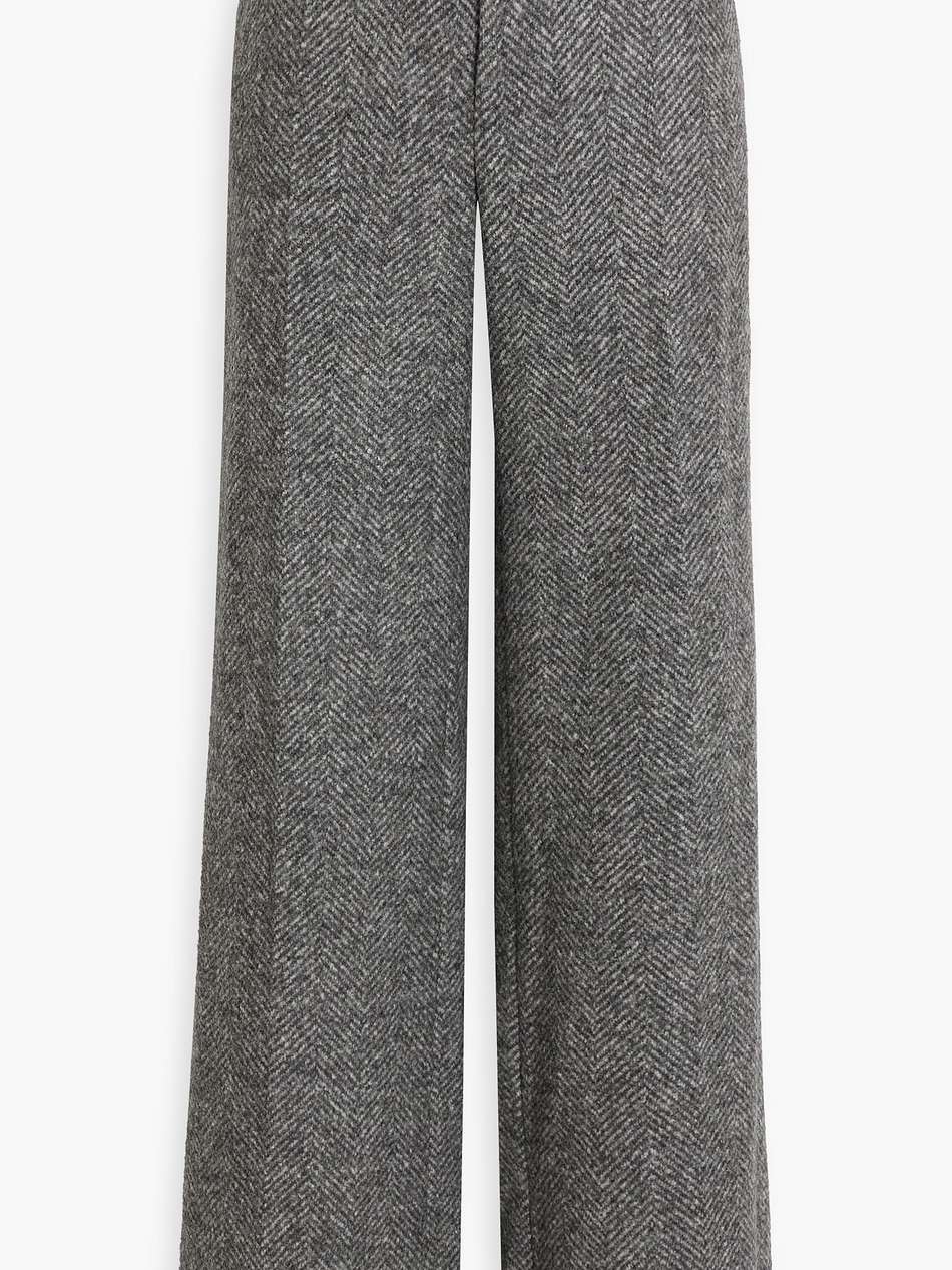 herringbone tweed wide-leg pants
