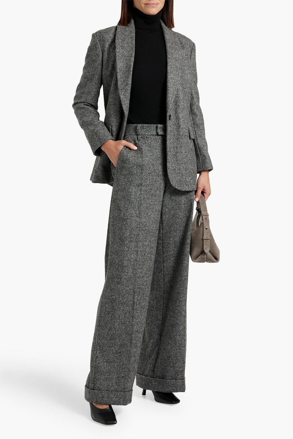 BRUNELLO CUCINELLI Herringbone tweed wide-leg pants