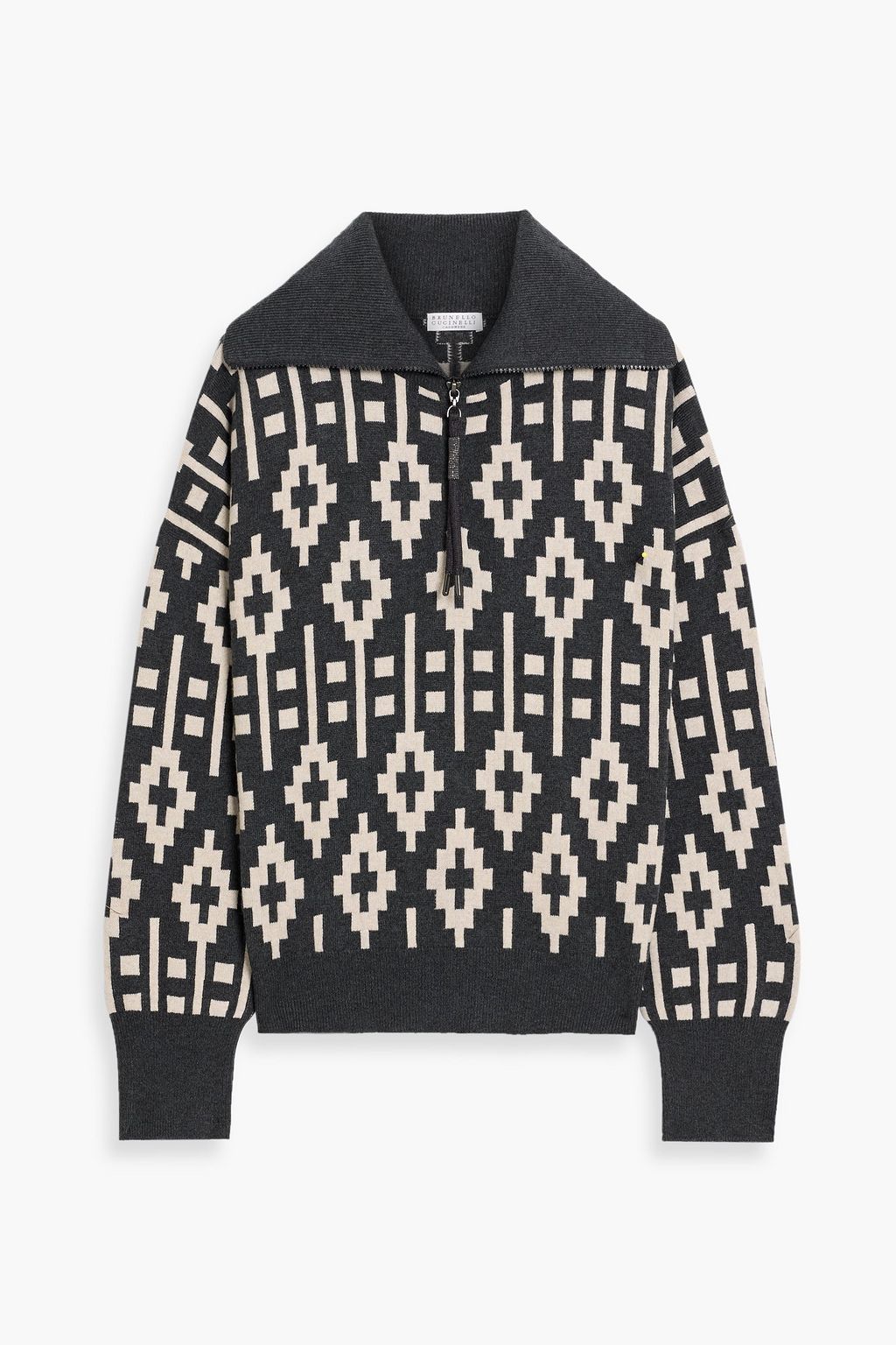 BRUNELLO CUCINELLI Jacquard-knit wool, cashmere and silk-blend