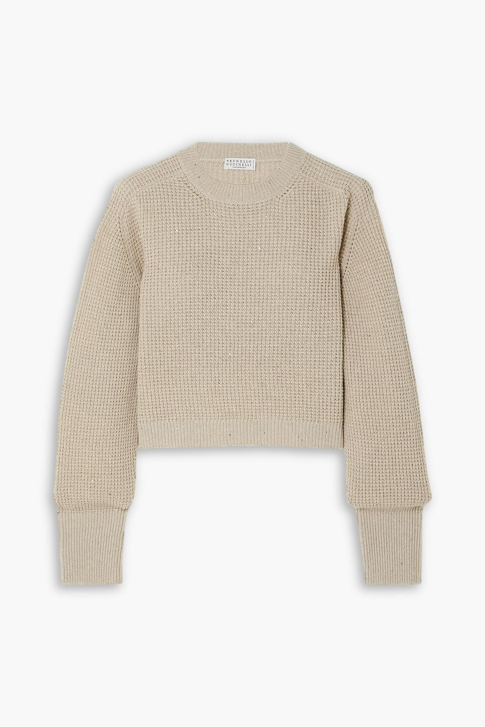 Brunello Cucinelli Sequin-embellished Waffle-knit Sweater In Neutral