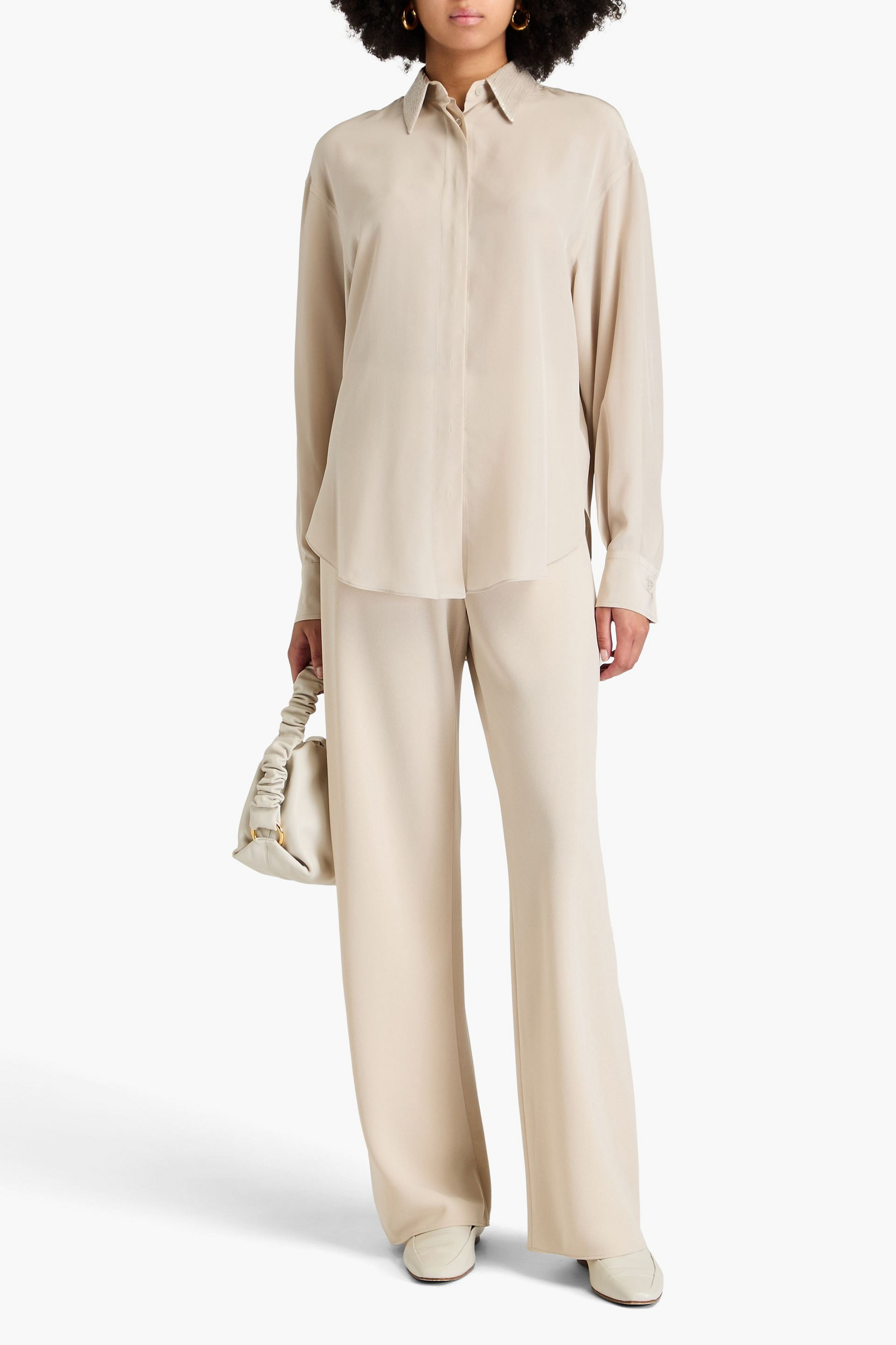 Brunello Cucinelli Sequin-embellished silk crepe de chine shirt
