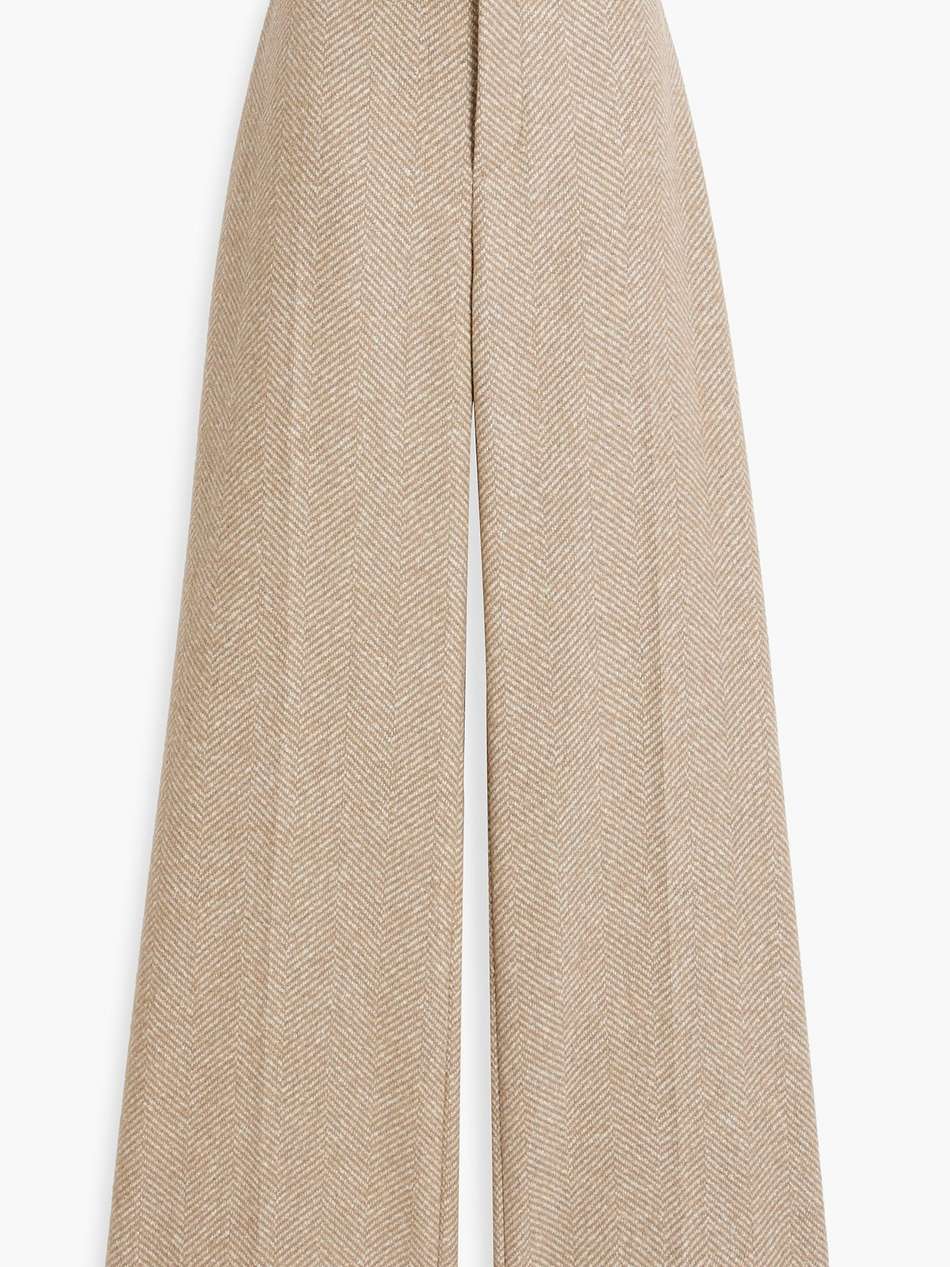 herringbone tweed wide-leg pants