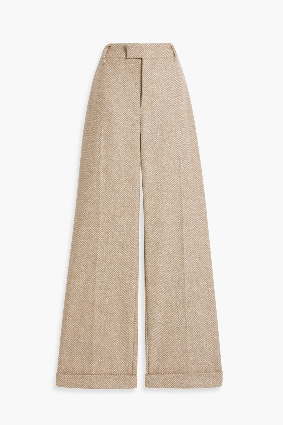 Brunello Cucinelli Herringbone Tweed Wide-leg Pants In Beige