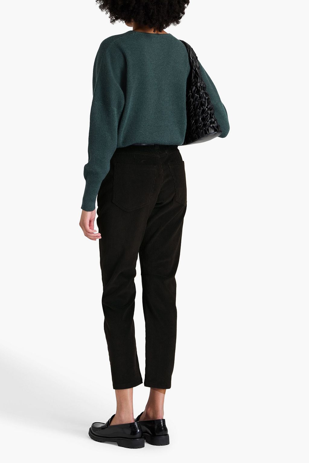 BRUNELLO CUCINELLI 비즈 장식 코튼 혼방 코듀로이 크롭 스트레이트 레그 팬츠