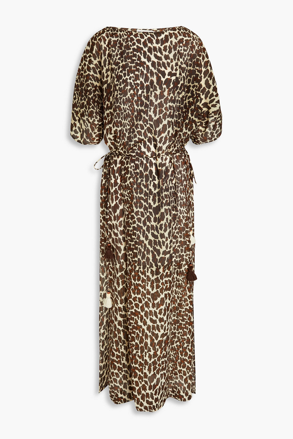 Tory Burch Leopard-print Cotton And Silk Voile Kaftan In Multi