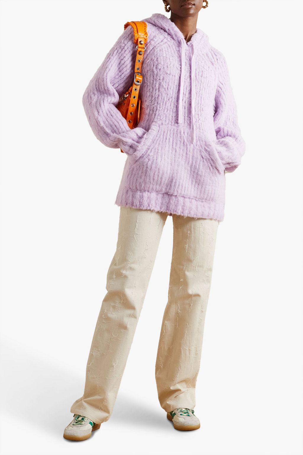ACNE STUDIOS Brushed ribbed wool-blend hoodie