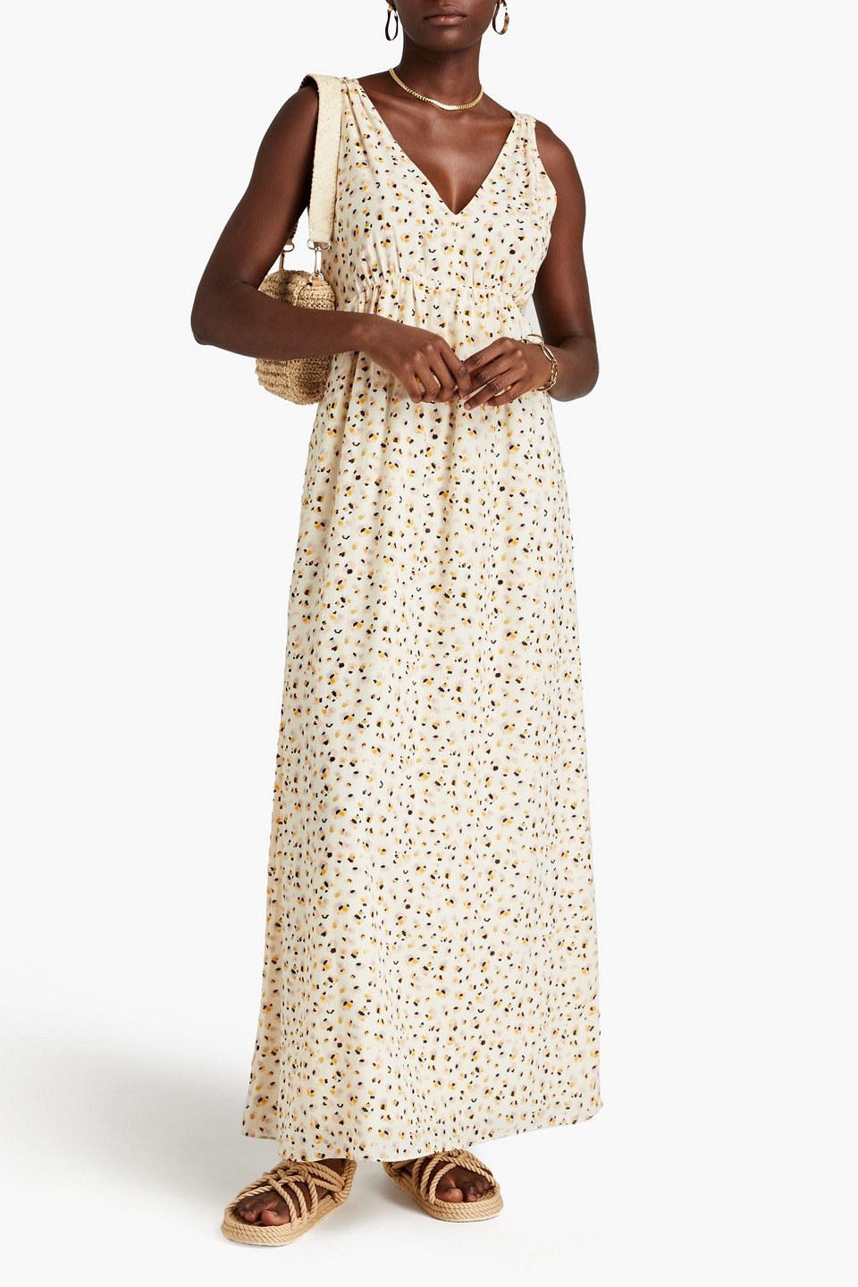 BA&SH BECKY PRINTED COTTON-BLEND MAXI DRESS 3074457345637452137