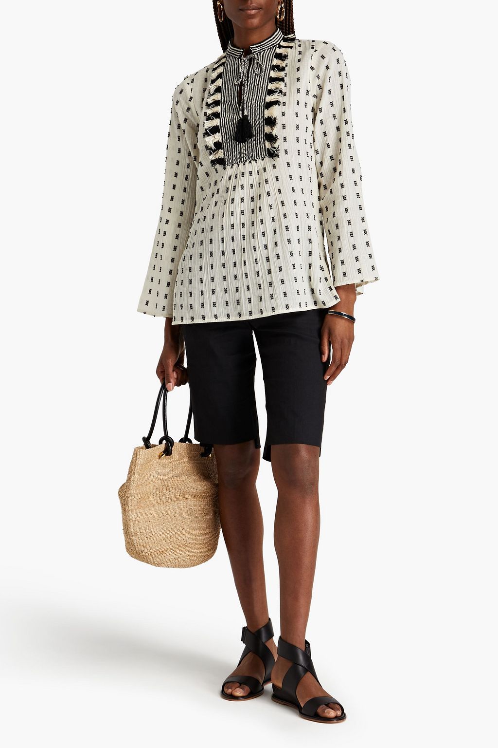 TORY BURCH تونيك من القطن بنمط فيل كوبيه بحواف بحبكة كروشيه