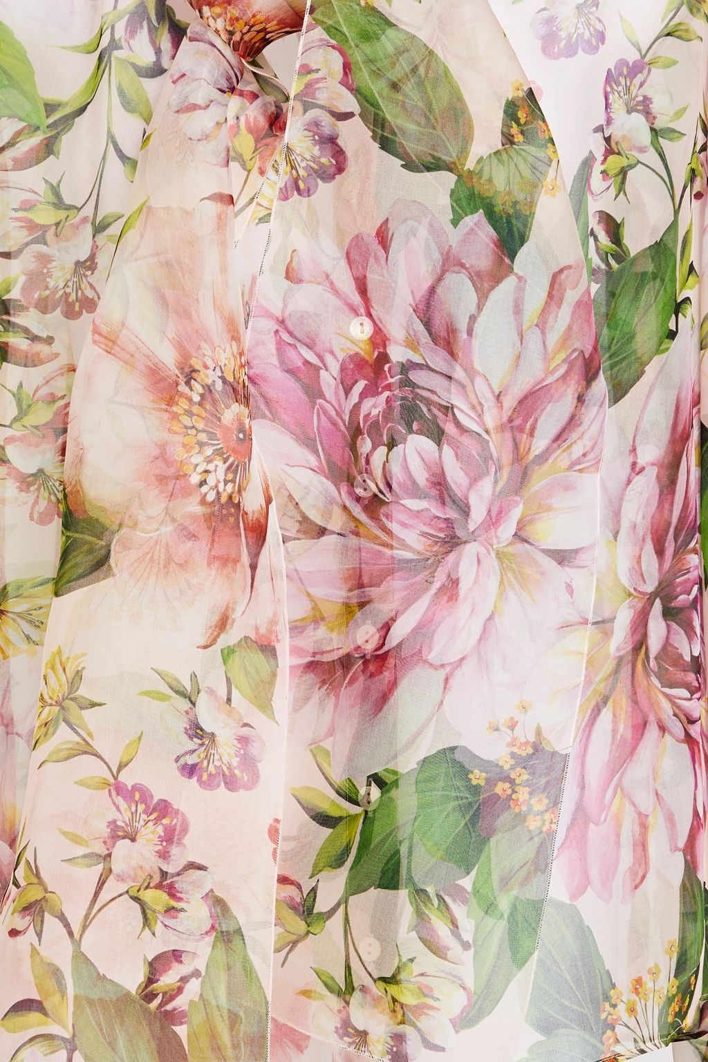 DOLCE&GABBANA Pussy-bow floral-print silk-organza shirt