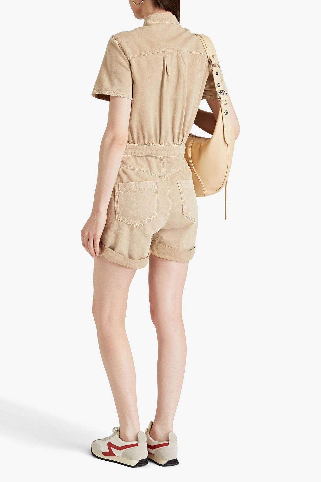 BA&SH Daquila gathered cotton and linen-blend twill playsuit